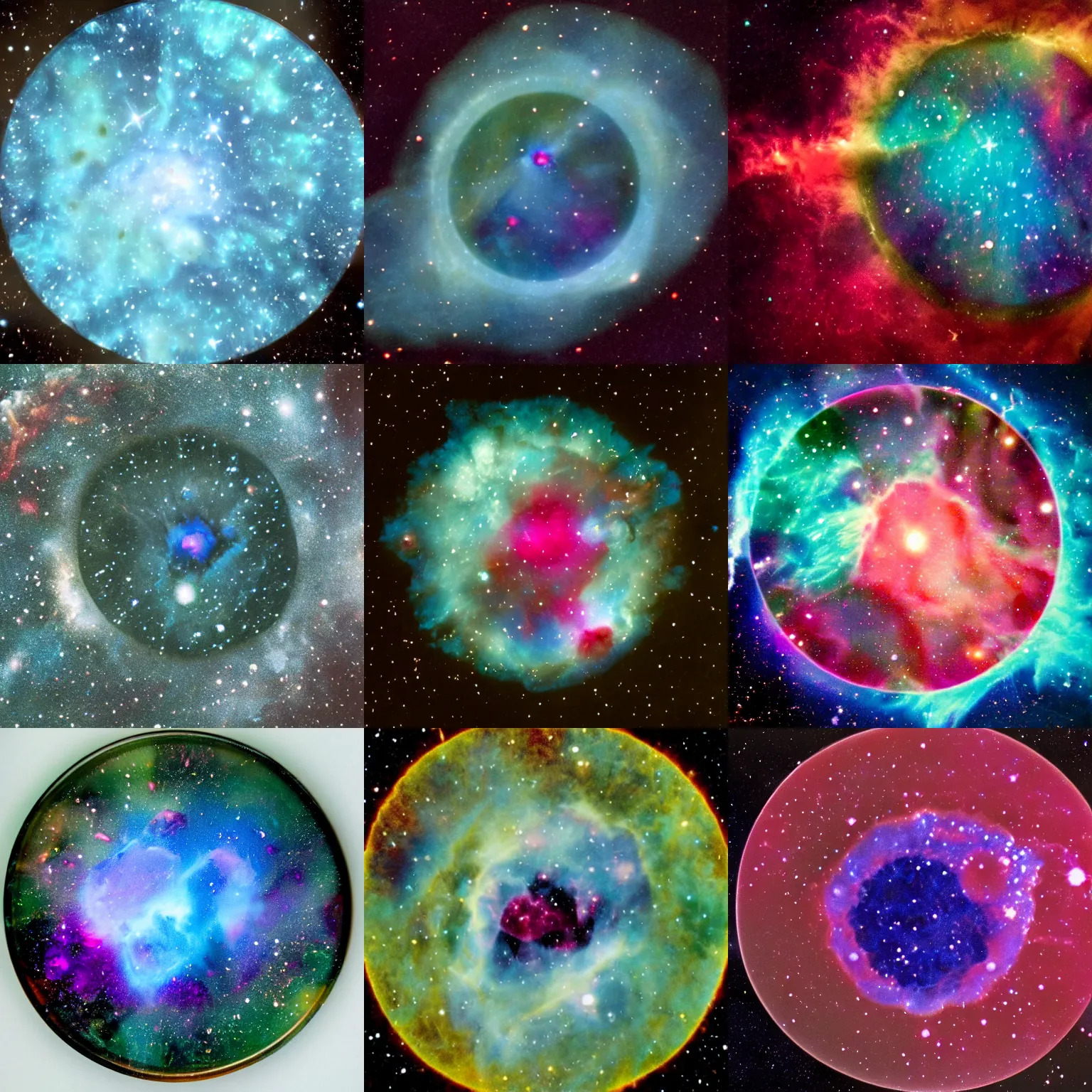 Prompt: a nebula inside a petri dish