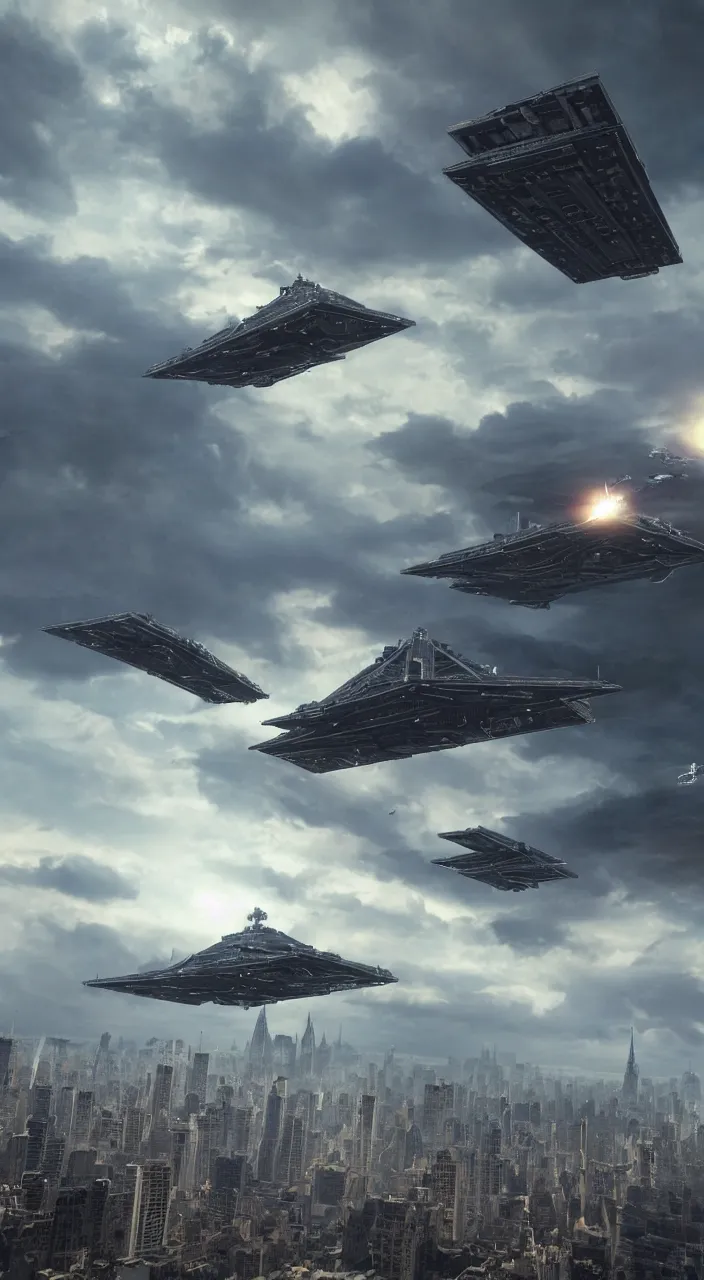 imperial star destroyer hovering in the sky over | Stable Diffusion ...