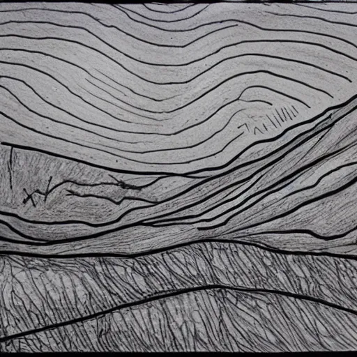 Image similar to a black pen sketch of a martian landscape, beginner, intermediate art, anatomy, paper art