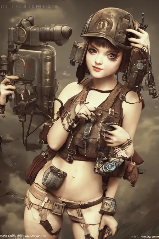 Image similar to dieselpunk girl kawaii, ultra realistic, concept art, intricate details, highly detailed, photorealistic, octane render, 8 k