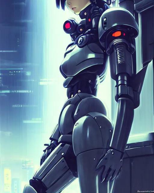 Image similar to portrait Anime Girl in mecha armor in night tokyo Sharp fine face pretty face, realistic shaded Perfect face, fine details. Anime. cyberpunk realistic shaded lighting by katsuhiro otomo ghost-in-the-shell, magali villeneuve, artgerm, rutkowski Jeremy Lipkin and Giuseppe Dangelico Pino and Michael Garmash and Rob Rey