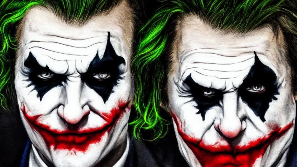 Image similar to joker frowning, realistic,