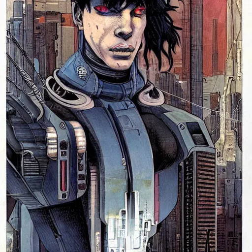 Prompt: Cyborg from Ghost in the shell by Enki bilal and Salvador Dali, cyberpunk, impressive perspective, aesthetic, masterpiece