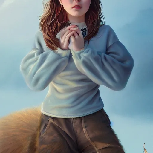 Image similar to a beautiful scenic painting of a beautiful young woman that looks like a grizzly bear by artgerm and wlop and wes anderson and spike jonze