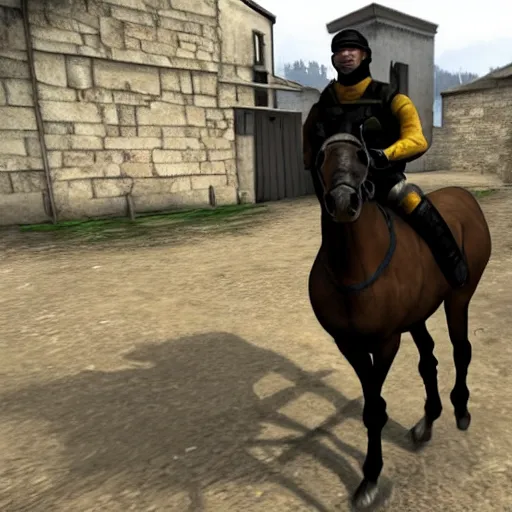 Prompt: horse playing counter strike