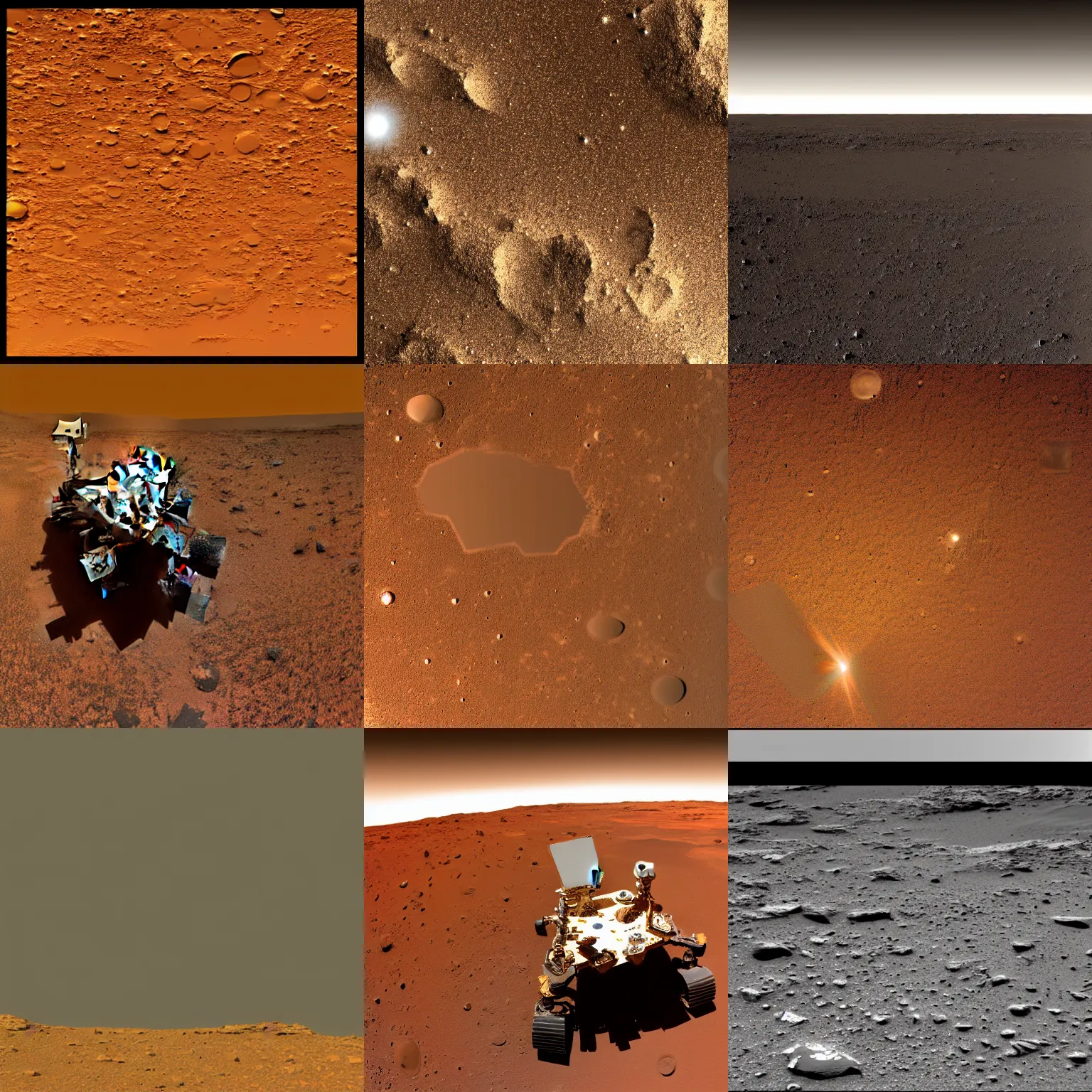 Prompt: reflective gold background horizon, ( mars perseverance rover images )