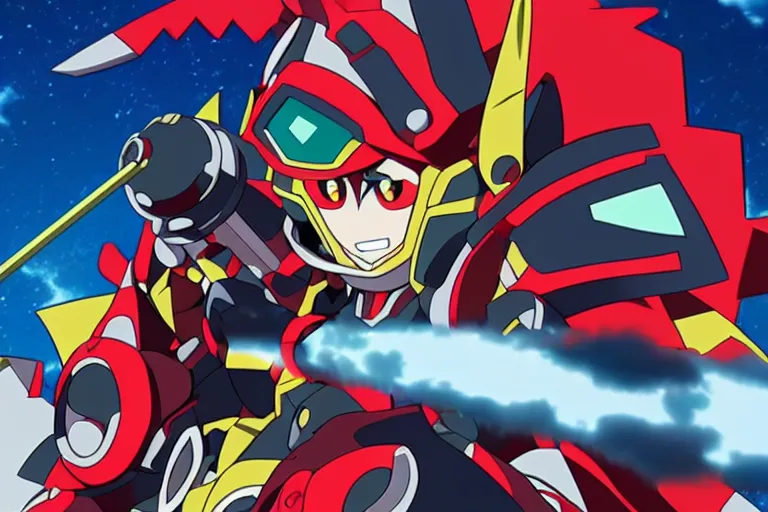 Prompt: gurren lagann, in the style of studio trigger, illustration, epic, hyper detailed, smooth, sharp focus, ray tracing