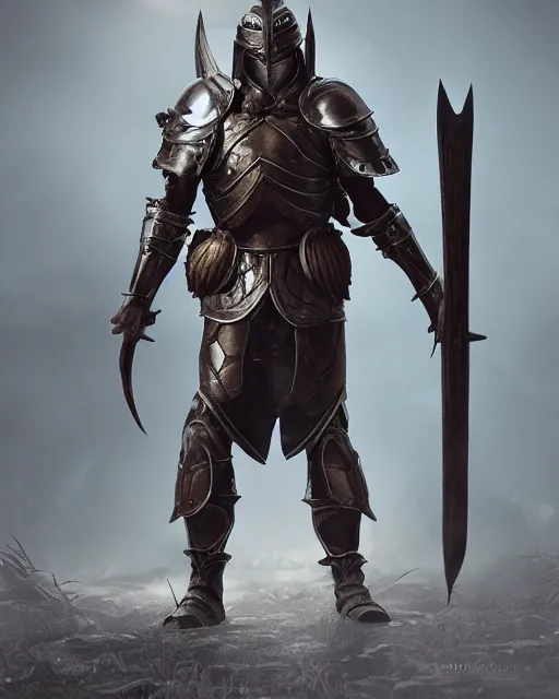 Prompt: warrior in full plate armor, fantasy art, hyperrealistic, octane render, deviantart, artstation, 4k