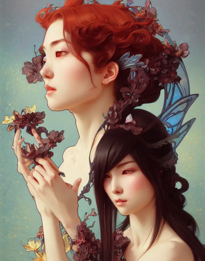 Image similar to portrait of ichigo, intricate, elegant, highly detailed, digital painting, artstation, concept art, smooth, sharp focus, illustration, art by artgerm, greg rutkowski, alphonse mucha, uang guangjian, gil elvgren, sachin teng, symmetry!!