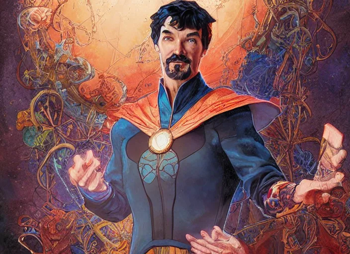 Prompt: a highly detailed senior portrait of stephen strange, james gurney, james jean