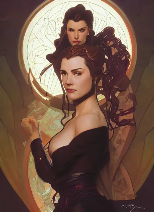 Image similar to a painting of jadzia dax with trill markings. beautiful art by artgerm and greg rutkowski and alphonse mucha