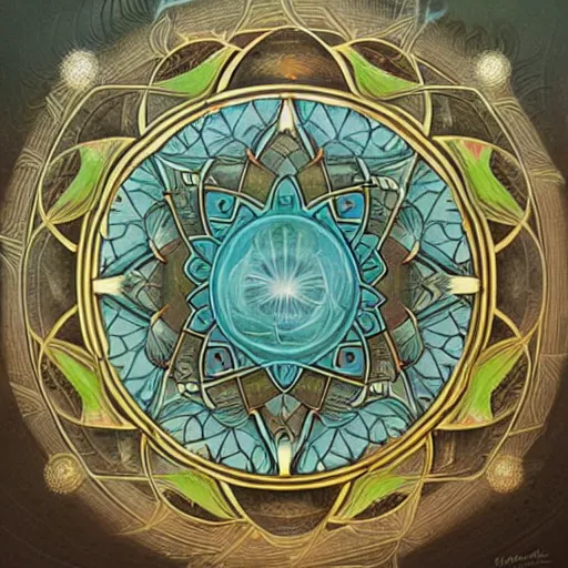 Image similar to mandala, water element, texture, sakura flower, plant, Sacred geometry, Eternals, noble, Art Nouveau, by Peter Mohrbacher and Miyazaki Hayao