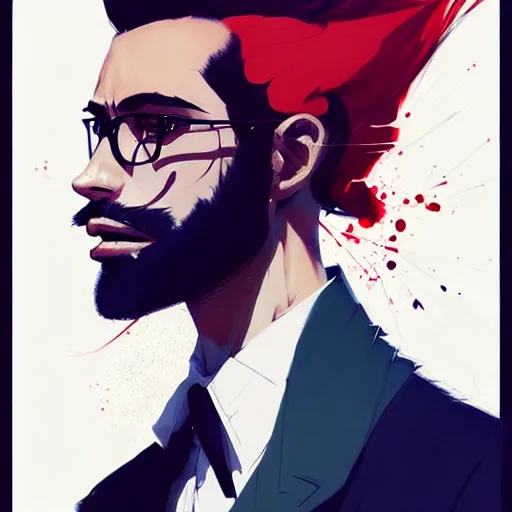 Image similar to a ultradetailed portrait painting of a stylish man wearing suit outfit, by conrad roset, greg rutkowski and makoto shinkai trending on artstation