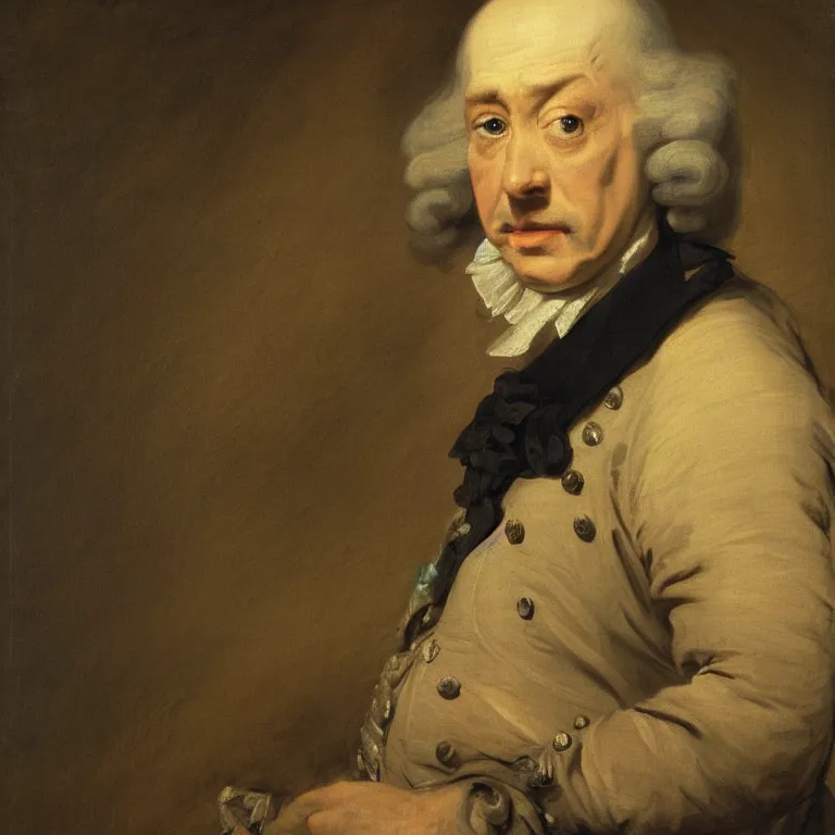 Image similar to portrait of a 60 years old strict looking man, bald patch, sqare-jawed in 17th century clothing, painting by Rosalba Carriera, Anton Mengs, Thomas Gainsborough, Élisabeth Vigée-Lebrun.