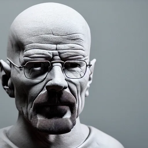 Image similar to a clay sculpture bust of walter white, photograph, studio lighting, award winning sculpture