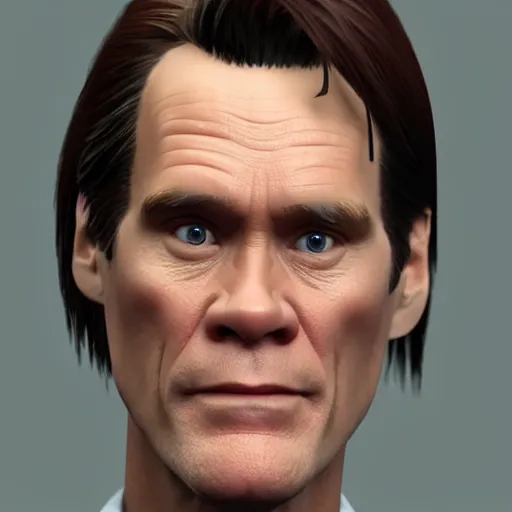 Prompt: Very realistic model Jim Carrey, 3D style, unreal engine, ultra 8k quality