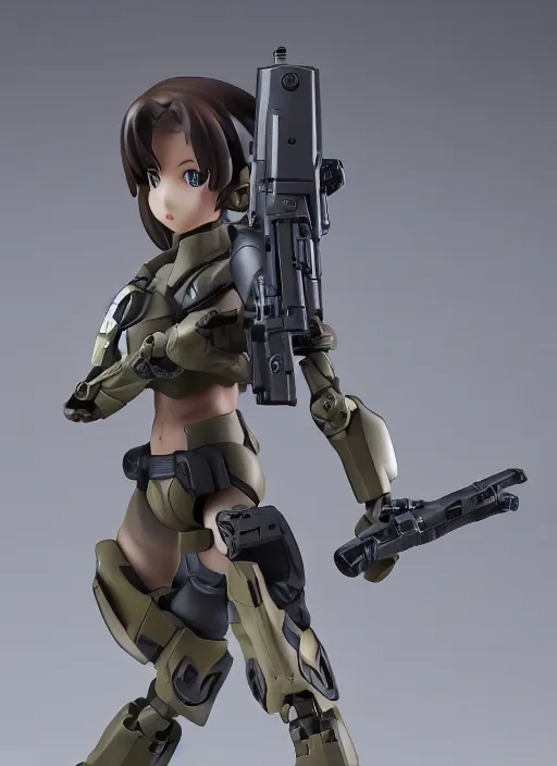 Image similar to toy design,Power Armor, portrait of the action figure of a girl, girls frontline style, anime figma figure, studio photo, flight squadron insignia, realistic military gear, 70mm lens, round elements, photo taken by professional photographer, by shibafu, trending on , symbology, anime character anatomy 4k resolution, matte, empty hands, realistic military carrier, forest