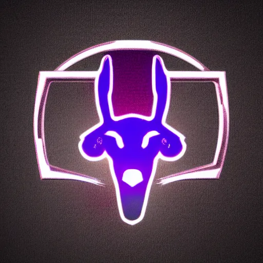 Image similar to logo for evil corporation that involves deer, retro synthwave style, retro sci fi