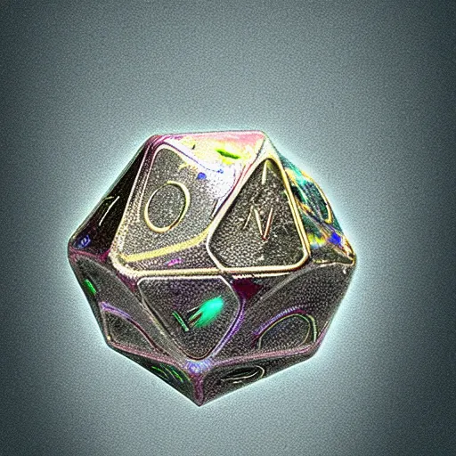 Prompt: a twenty sided die made from water exploding, concept art