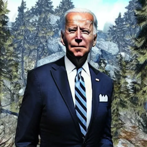 Image similar to joe biden as a skyrim npc