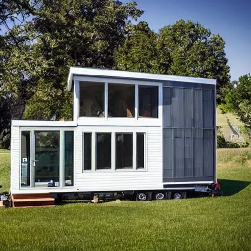 Prompt: tiny home is architecturally similar to the white house,