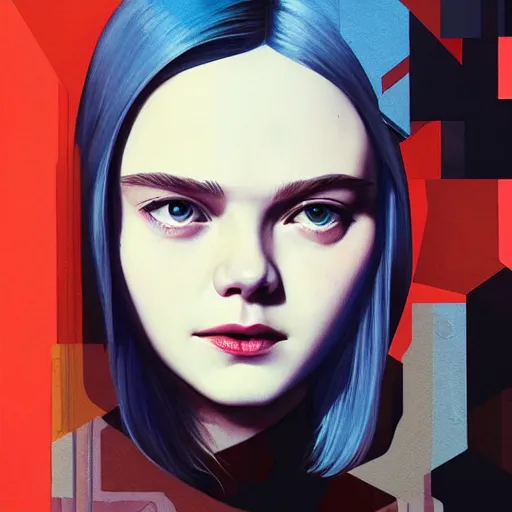 Image similar to Elle Fanning in Deus Ex picture by Sachin Teng, asymmetrical, dark vibes, Realistic Painting , Organic painting, Matte Painting, geometric shapes, hard edges, graffiti, street art:2 by Sachin Teng:4