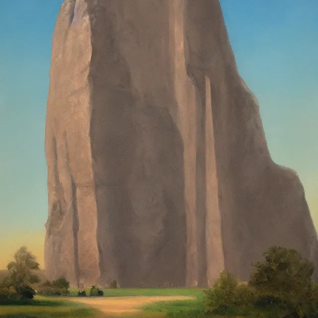 Prompt: a painting of a gigantic ancient monolith