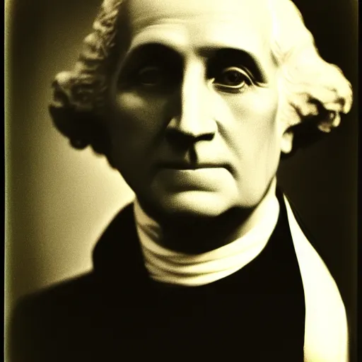 Image similar to photo of George Washington by Diane Arbus, 2022, black and white, high contrast, Rolleiflex, 55mm f/4 lens