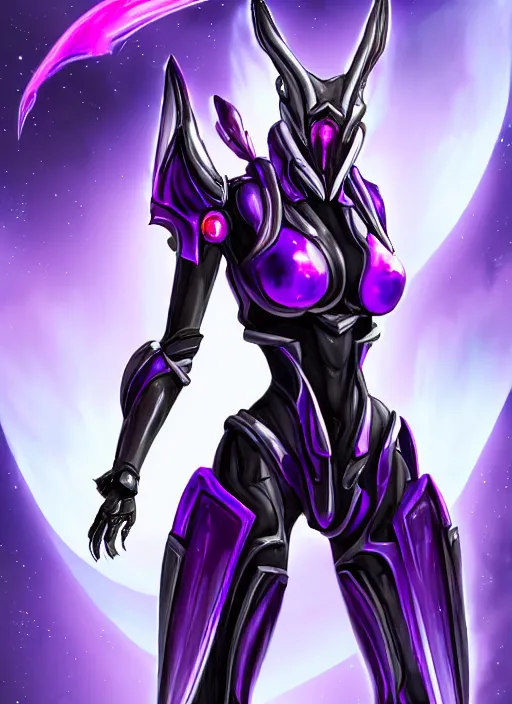 Image similar to cinematic body shot, galactic sized goddess, proportional stunning beautiful hot female warframe, sleek mecha female dragon head, metal ears, led purple eyes, smooth fuschia skin, smooth silver armor, floating in space, holding a galaxy, epic proportions, epic size, epic scale, furry art, dragon art, giantess art, warframe fanart, furaffinity, octane