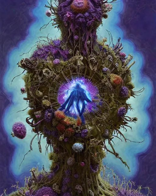 Image similar to the platonic ideal of flowers, rotting, insects and praying of cletus kasady carnage thanos dementor wild hunt doctor manhattan chtulu mandelbulb mandala howl's moving castle the witcher davinci heavy rain, d & d, fantasy, ego death, decay, dmt, psilocybin, concept art by greg rutkowski and ruan jia