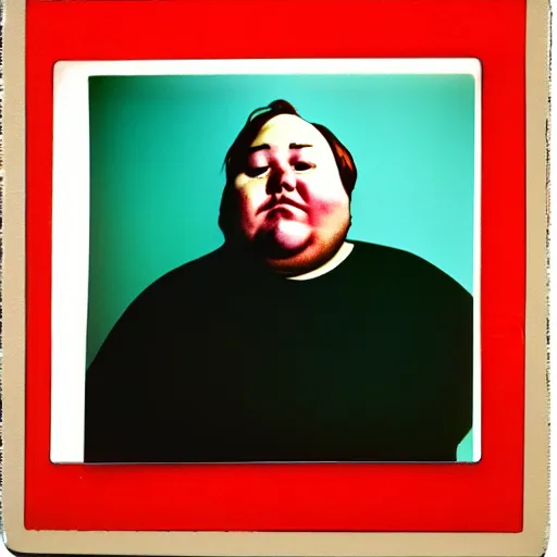 Image similar to color polaroid portrait of a fat man by andy warhol.