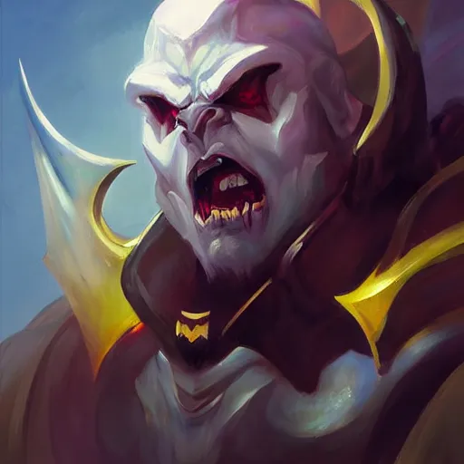 Image similar to greg manchess portrait painting of abaddon from dota 2 as overwatch character, medium shot, asymmetrical, profile picture, organic painting, sunny day, matte painting, bold shapes, hard edges, street art, trending on artstation, by huang guangjian and gil elvgren and sachin teng