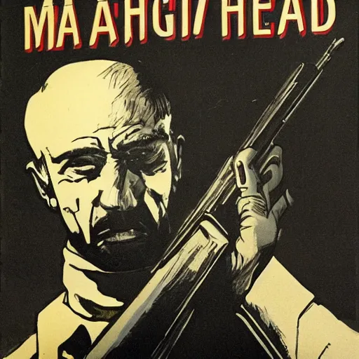 Prompt: man with a shotgun for a head