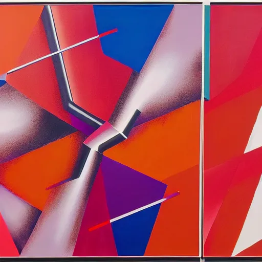 Image similar to an airbrush painting by James Rosenquist behance geometric abstract art vorticism 4k detail futurism