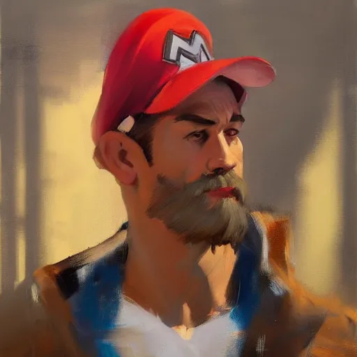 Prompt: greg manchess portrait of mario, medium shot, asymmetrical, profile picture, organic painting, sunny day, matte painting, bold shapes, hard edges, street art, trending on artstation, by huang guangjian and gil elvgren and sachin teng