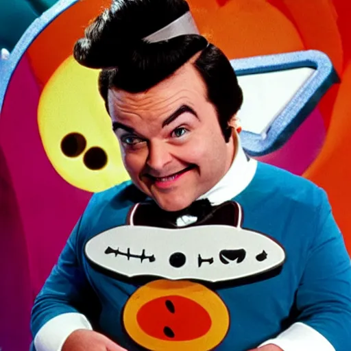 Image similar to jack black as peewee herman, peewee's playhouse, tv still