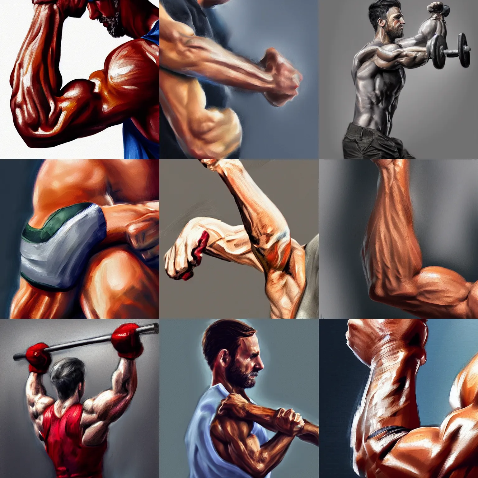 Prompt: detailed panting of a strong arm doing 💪 highly rendered, digital painting, painterly, artstation