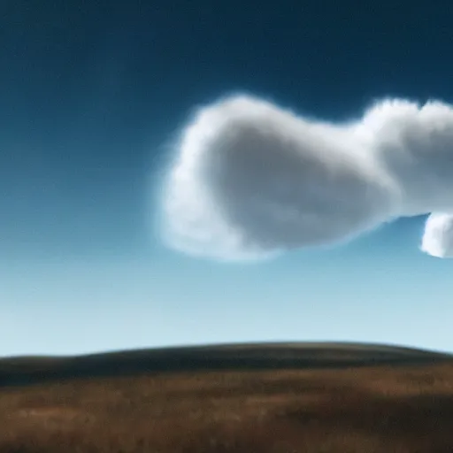 Prompt: an ultra photorealistic and sharp film still of a perfectly round circular white cloud in the sky. wide shot, wes anderson, studio ghibli, pixar and disney animation, octane render, dramatic lighting, award winning photography