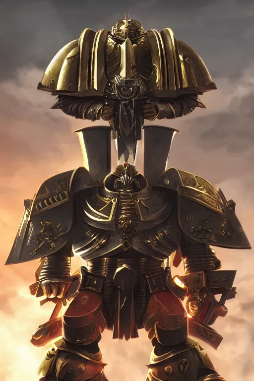 Image similar to armor portrait heros warhammer 4 0 k horus heresy fanart - the primarchs emperor by johannes helgeson animated with vfx concept artist & illustrator global illumination ray tracing hdr fanart arstation zbrush central hardmesh 8 k octane renderer comics stylized