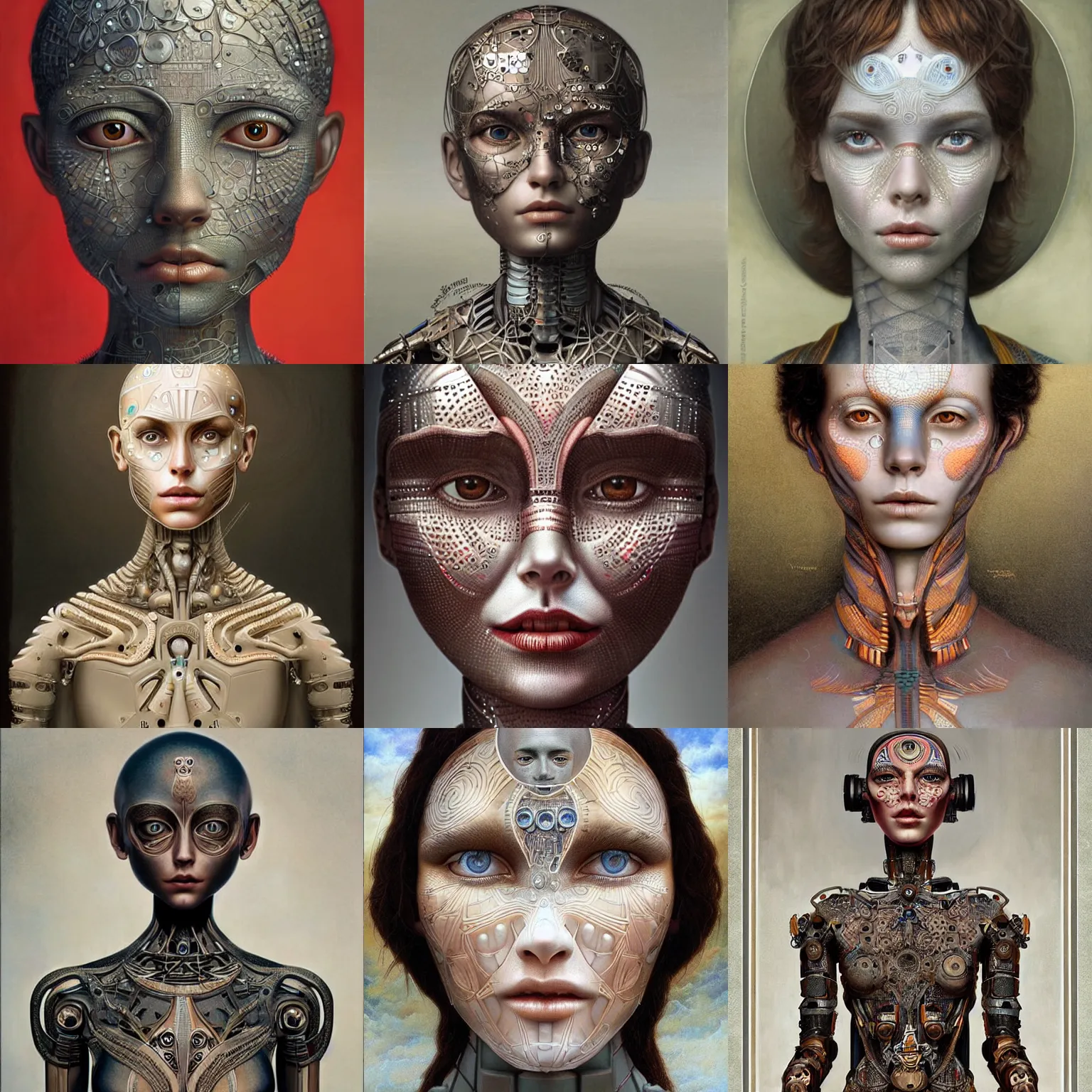 Prompt: humanoid robot, made of clay, in love, highly detailed, expressive eyes, beautiful symmetric body, perfect proportions, highly intricate, art by tom bagshaw and alex gray