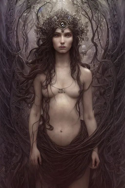Prompt: Fallen Mother Goddess detailed art,A beautiful long-haired banshee with a human face, dark fantasy, cinematic lighting, intricate, elegant, highly detailed, digital painting, artstation, smooth, sharp focus, illustration, art by artgerm and greg rutkowski and zdislav beksinski and Wayne Barlowe and william-adolphe bouguereau