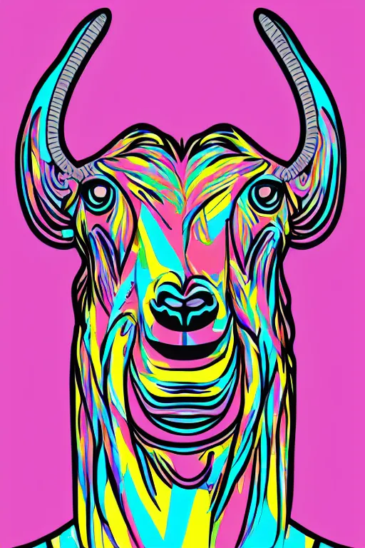 Image similar to A portrait of a goat that is a fitness trainer, sticker, colorful, illustration, highly detailed, smooth and clean vector curves, no jagged lines, vector art, smooth