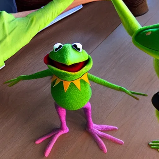 Prompt: kermit the frog after way too many steroids, 4 k