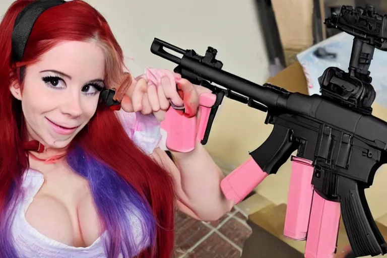 Image similar to belle delphine with an ak47