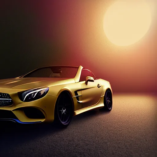Image similar to detailed intricate digital illustration by greg rutkowski and artgerm and wlop and sanford robinson gifford ; steve jobs driving mercedes sl ; 1 3 mm film, arri alfa anamorphic lens ; sharp focus ; golden hour, trending on artstation 8 k