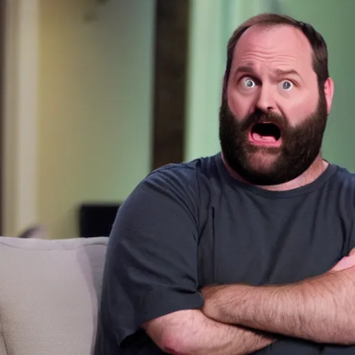 Image similar to Tom Segura looking disgusted