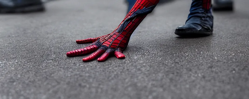 Image similar to soldier shoots spiderman, new york, shallow depth of field, photoreal, cinematic