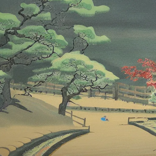 Image similar to landscape painting of a japanese village