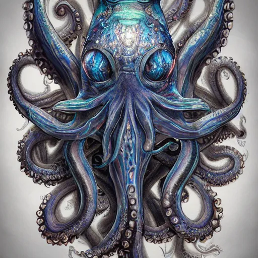 Prompt: a wlop 3 d render of very very very very highly detailed beautiful mystic portrait of a phantom undead octopus with whirling fish around, tattoos by anton pieck, intricate, extremely detailed, digital painting, artstation, concept art, smooth, sharp focus, illustration, intimidating lighting, incredible art,