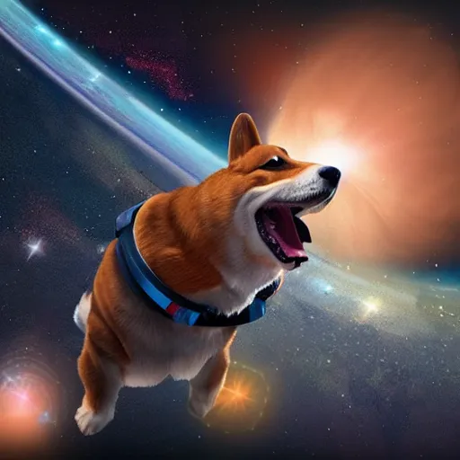 Prompt: corgi cosmonaut, outer space, cosmic, stars, planets, sci - fi, highly detailed digital render, 3 d, smooth